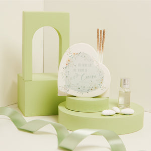 Bomboniera Claraluna Diffusore a cuore con decoro floreale rosa e kit essenza 25033V