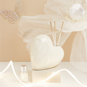 Bomboniera Claraluna Diffusore Cuore grande in Porcellana Bianca con Kit Essenza 25126