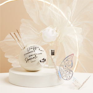 Bomboniera Claraluna Diffusore Mondo con Cuore Silver con frase tema Viaggi 25205