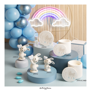 Bomboniera Claraluna Diffusore Cuore con Coniglietto azzurro. 24914