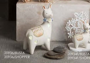 Bomboniera Alpaca in Porcellana smaltata lucida con finiture Azzurra a Led - 20936/busta