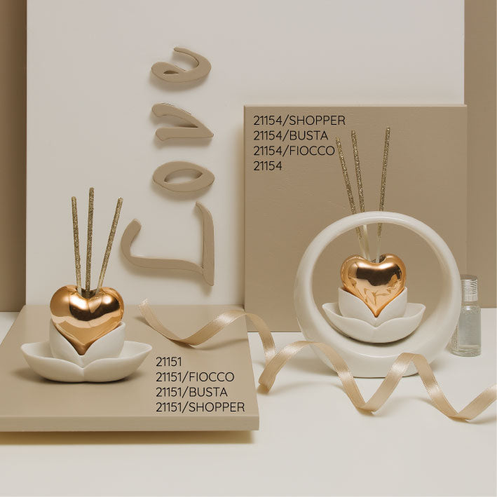 Bomboniera Claraluna  Profumatore Cuore Bronzo rosato Circolare - 21154