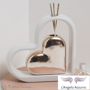 Bomboniera Claraluna Profumatore Grande  a forma di Cuore color Bianco e Oro Rame - 21003R
