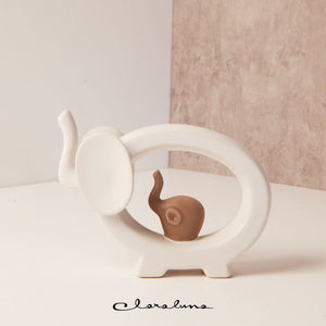 Bomboniera Claraluna Coppia Elefanti piccoli bianco e tortora in porcellana 23164